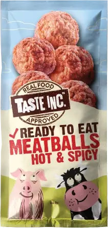 pack of TasteInc meatballs - hot & spicy