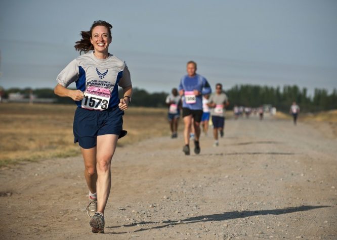 a woman running