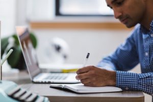 a man writing