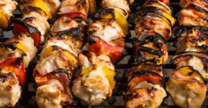 spanish chicken and red pepper skewers